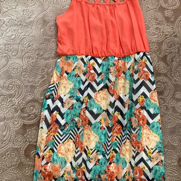 Orange and Chevron fun long summer dress - Picture 5 of 6
